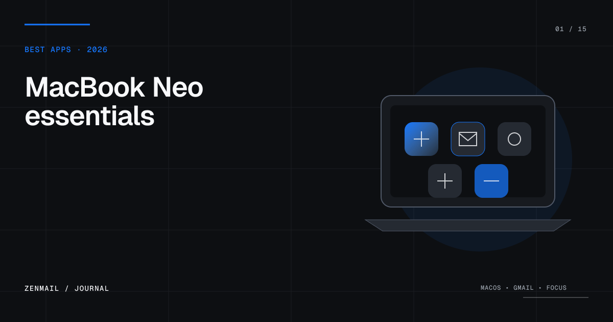 A MacBook displaying a constellation of essential app tiles.