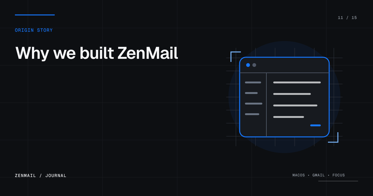 A focused inbox drawn as an architectural blueprint.